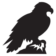 Silhouette of a Powerful Eagle Perched on Rock – Majestic Bird of Prey Illustration for Logo, Tattoo, or Wildlife Design Concept