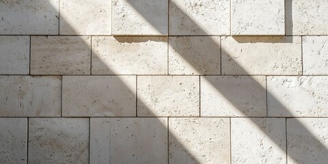 Detailed white stone facade under soft sun rays, casting gentle shadows