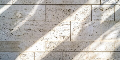 Detailed white stone facade under soft sun rays, casting gentle shadows
