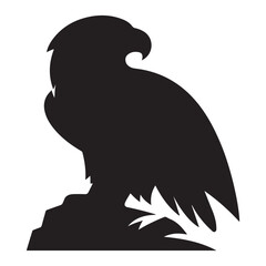 Silhouette of a Powerful Eagle Perched on Rock – Majestic Bird of Prey Illustration for Logo, Tattoo, or Wildlife Design Concept
