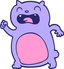 cartoon cat in bright neon color