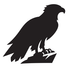 Obraz premium Silhouette of a Powerful Eagle Perched on Rock – Majestic Bird of Prey Illustration for Logo, Tattoo, or Wildlife Design Concept