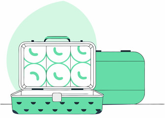 Stylish Open Suitcase with Rollers in Clean Aesthetic for Travel Blogs, Packing Tips, Lifestyle Websites, and Online Shopping Platforms  