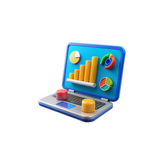 Blue and Green 3D Laptop with Gears Icon