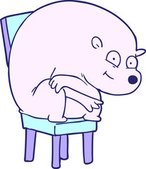 happy polar bear on chair in bright neon color