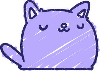 Cute Cat Chalk Drawing in bright neon color