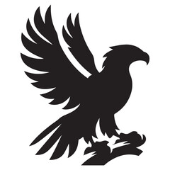 Silhouette of a Powerful Eagle Perched on Rock – Majestic Bird of Prey Illustration for Logo, Tattoo, or Wildlife Design Concept