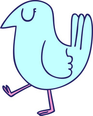 hand drawn quirky cartoon yellow bird in bright neon color