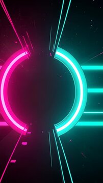 Neon circles shifting in dynamic symmetry with vibrant digital glow