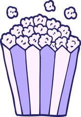 cartoon doodle popcorn in bright neon color