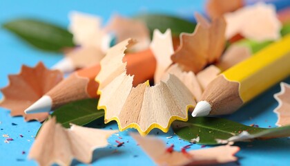 Sharpened colored pencils and shavings