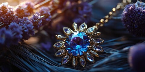 Fantasy-inspired jewelry setting with glass crystal beam and radiant diamond shimmer PNG