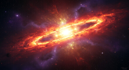 A vibrant depiction of a cosmic explosion in outer space, showcasing swirling colors and intense energy.
