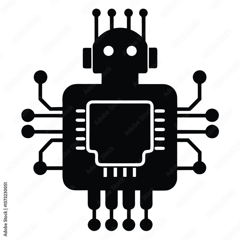 Poster abstract ai processor chip silhouette representing artificial intelligence and technology isolated o