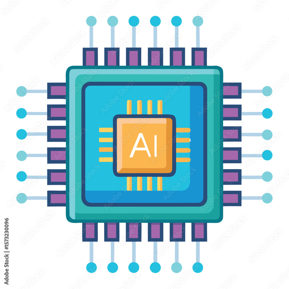Poster abstract ai processor chip silhouette with circuit board elements isolated on white background silho