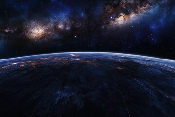 Obraz premium Earth's nightside, viewed from space, awash in starlight and nebulae