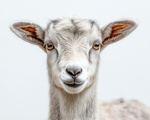 Obraz premium Close-up portrait of a young goat