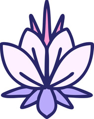 iconic tattoo style image of a water lily in bright neon color