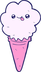 cartoon ice cream in bright neon color