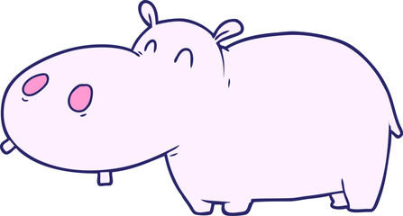 cartoon hippo in bright neon color