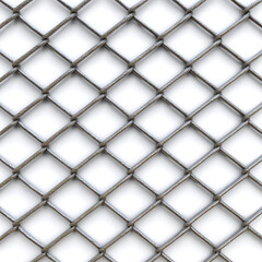 Fototapeta premium Seamless Texture of Silver Metal Chain Link Fence Diamond Pattern Background Grey Wire Mesh Grid metal fence