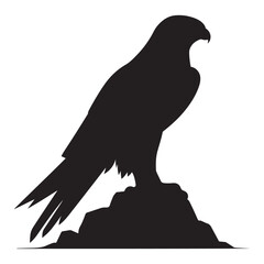 Silhouette of a Powerful Eagle Perched on Rock – Majestic Bird of Prey Illustration for Logo, Tattoo, or Wildlife Design Concept