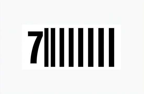 A bold number seven is displayed beside a series of vertical black bars