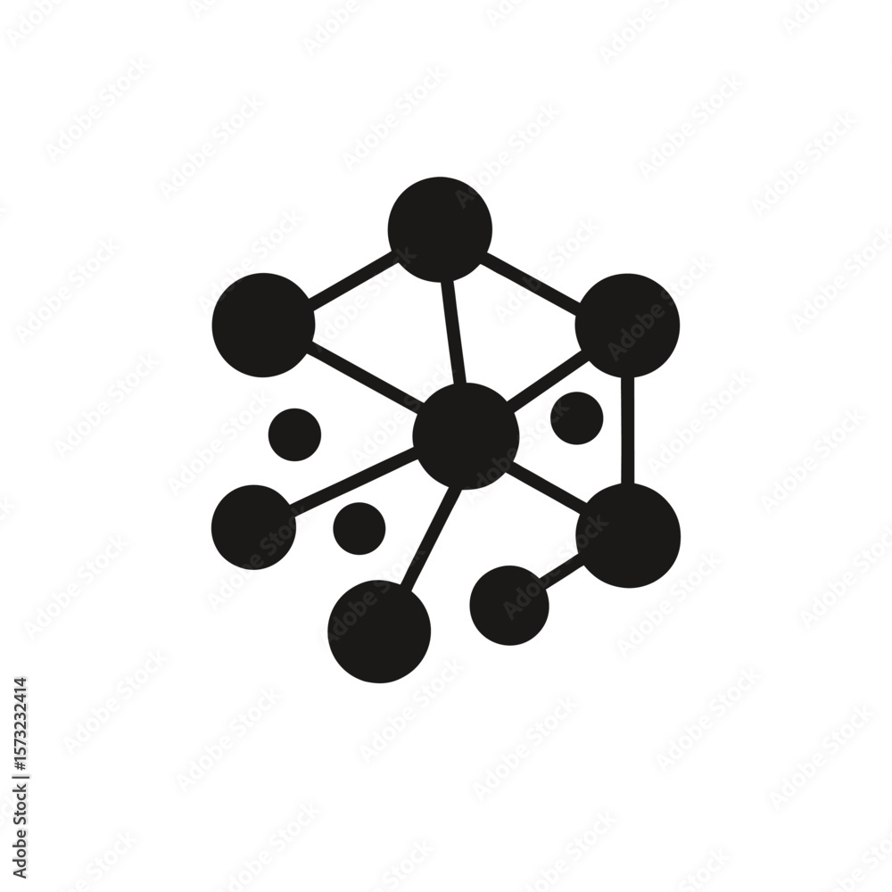 Poster abstract connected dots network icon silhouette representing communication and data transfer isolate