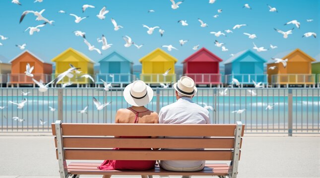 happy couple on the beach