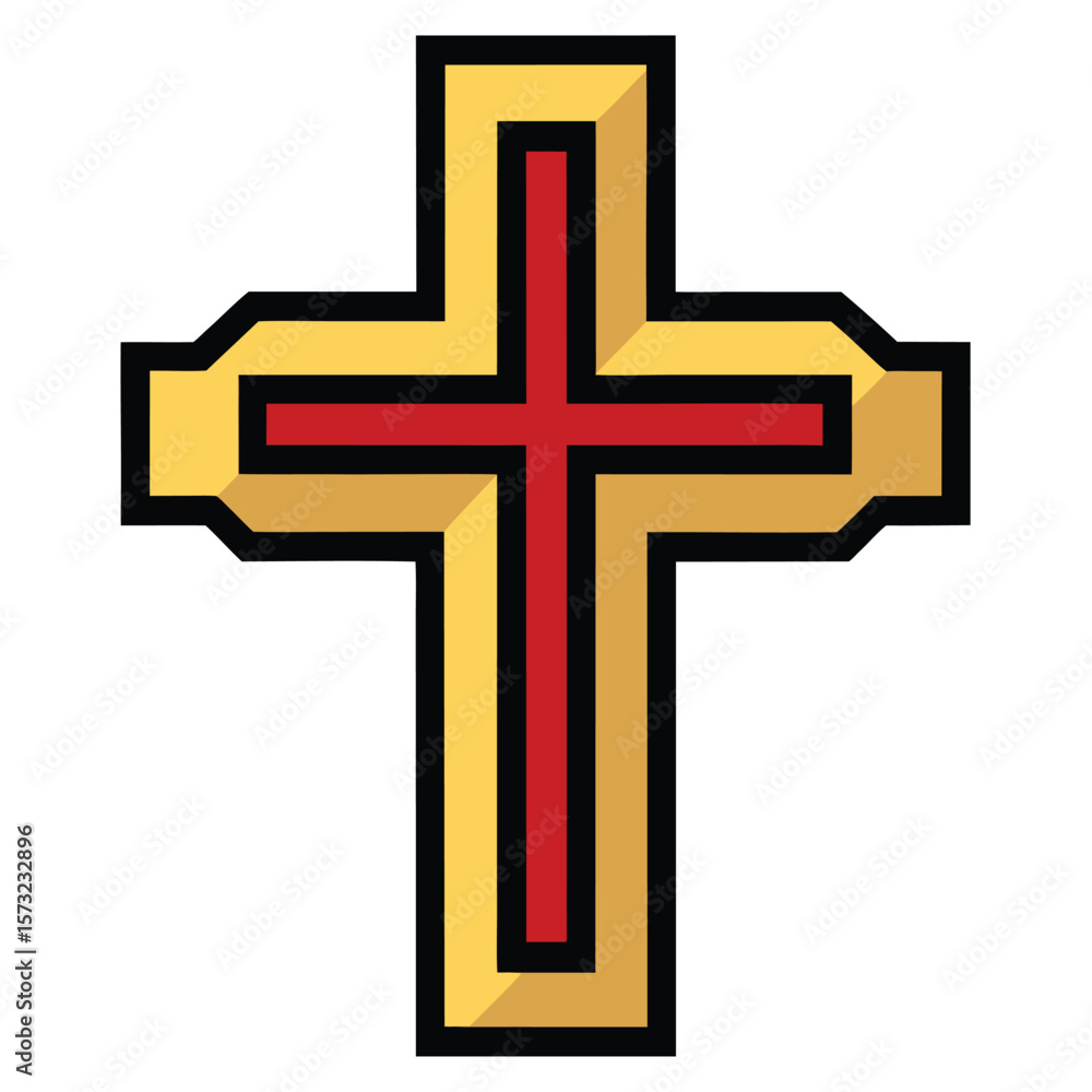 Fototapete abstract geometric cross shape with sharp edges rendered as a silhouette isolated on white backgroun