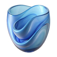 Abstract blue glass sculpture with flowing organic shapes and smooth curves
