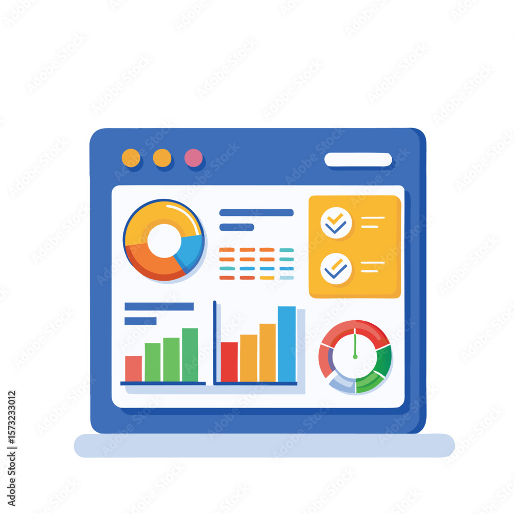 Poster abstract data visualization dashboard elements with charts and graphs silhouette isolated on white b