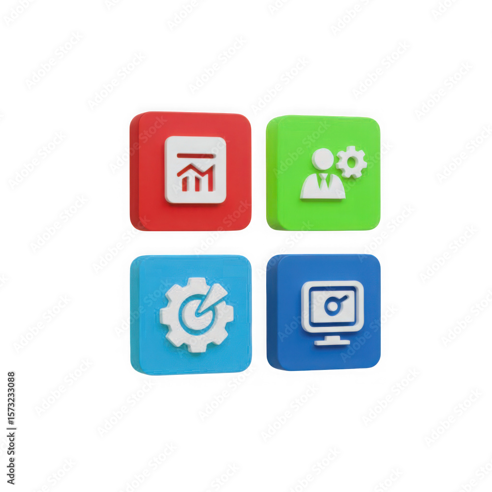 Fototapete colorful app icons for settings and user management interface design elements for web and mobile app