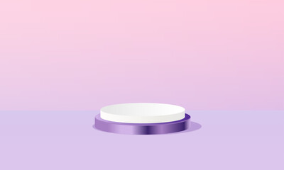 Purple and white podium for presentation, advertising.
