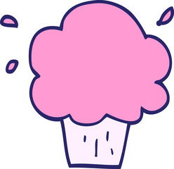 cartoon cupcake in bright neon color