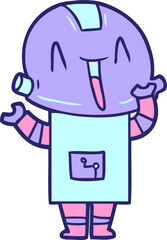cartoon robot in bright neon color