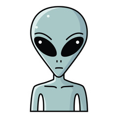 A classic grey alien head with large black eyes, perfect for sci-fi, extraterrestrial, mysterious, and pop culture themes, representing the unknown