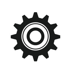 Detailed mechanical gear silhouette with intricate teeth isolated on a clean white background for design projects isolated on white background