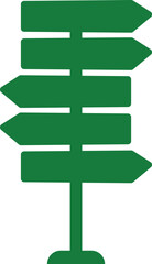 Bold green directional traffic sign template with flat  arrows