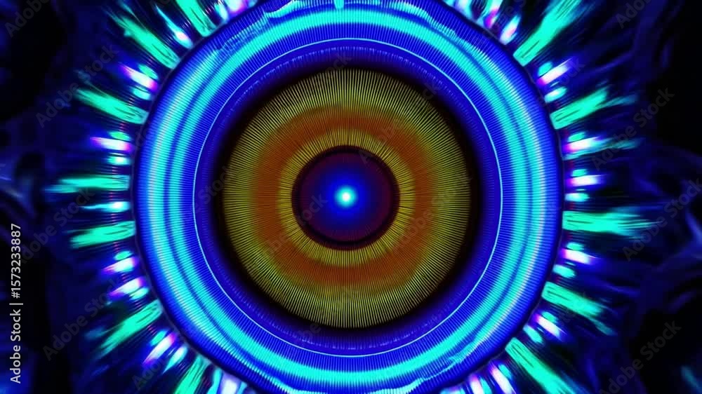 Aufkleber dynamic abstract blue and red circular light pattern with energy waves and digital effects