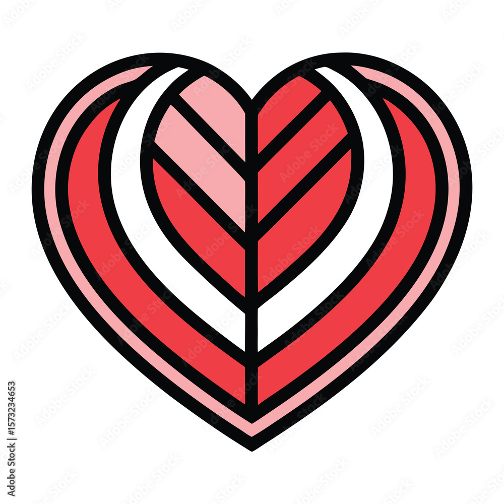 Poster classic heart shape with both outline and solid fill variations presented as a silhouette isolated o