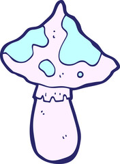 cartoon toadstool in bright neon color