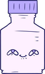 cartoon pill jar in bright neon color
