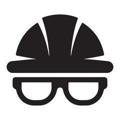 Black hard hat safety glasses icon vector