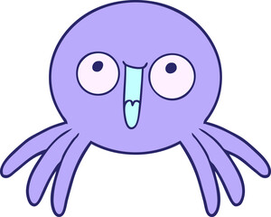 happy cartoon spider in bright neon color
