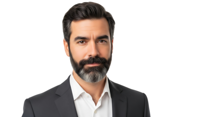 Professional Portrait of Businessman with Distinguished Beard and Suit on Black Background