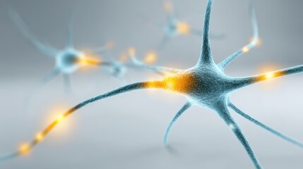 Neuron Cell Network: Brain Health, Neural Communication, 3D Render