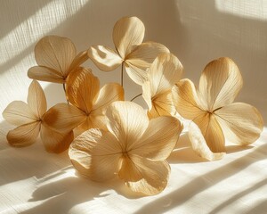 Dried cream-colored flowers, sun-drenched