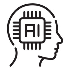 Neural Network Concept with AI Chip in Head Outline
