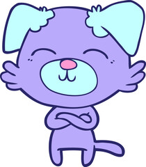 cartoon dog crossing arms in bright neon color